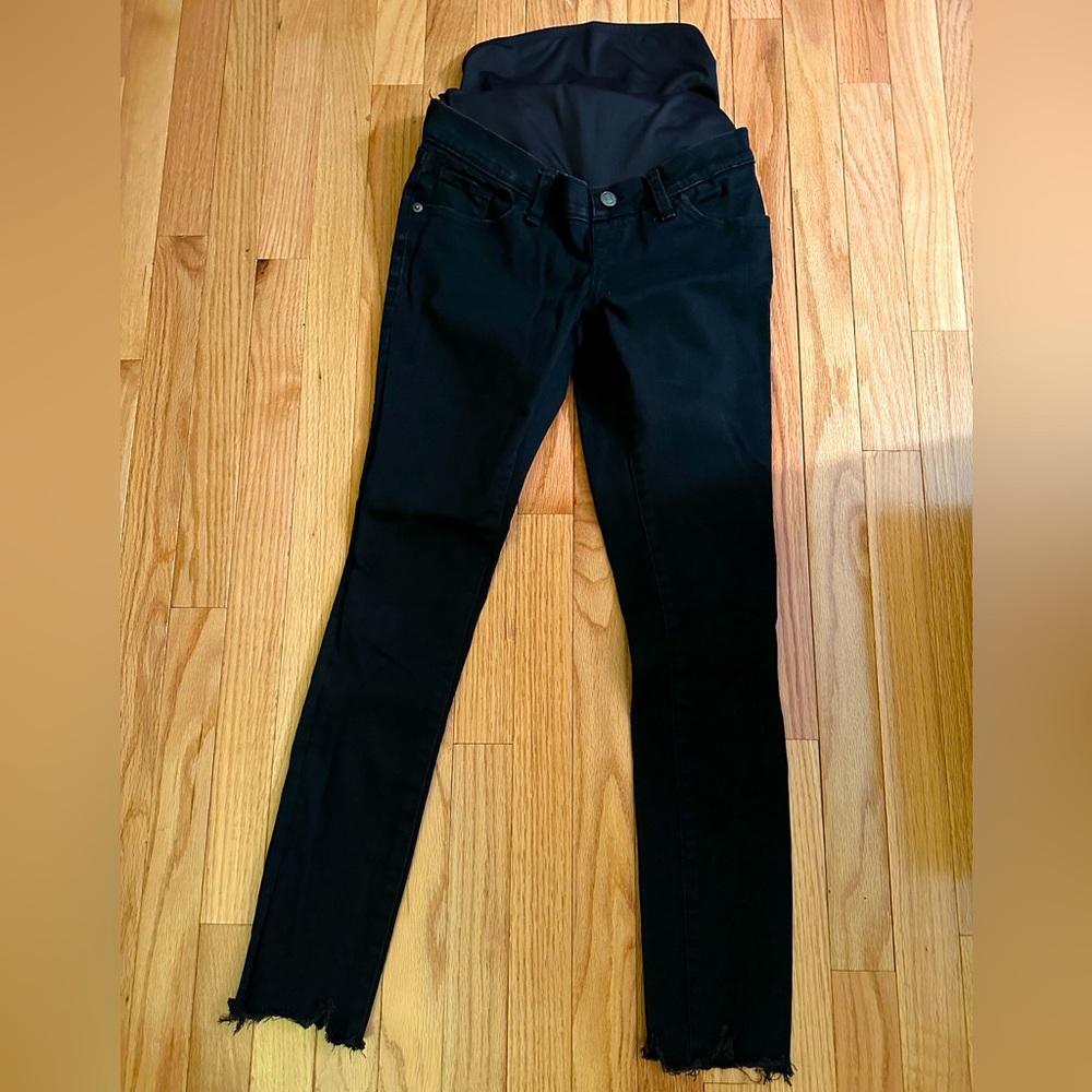 Abercrombie & Fitch Maternity Black Distressed Skinny Ankle Jeans - Size 26L